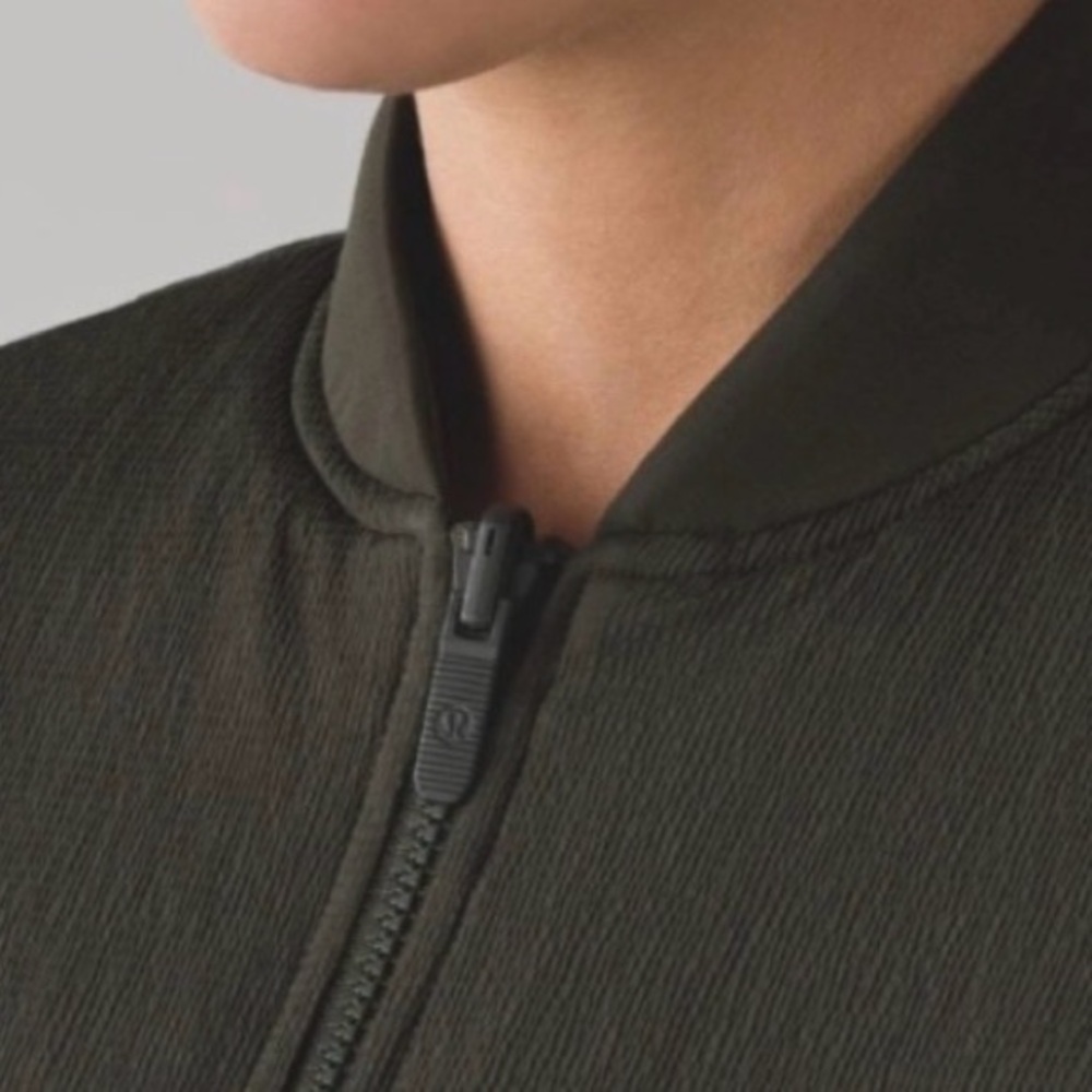Lululemon Non Stop Bomber Reversible Full Zipper Jacket Dark Olive Green Size 6 - Picture 4 of 6